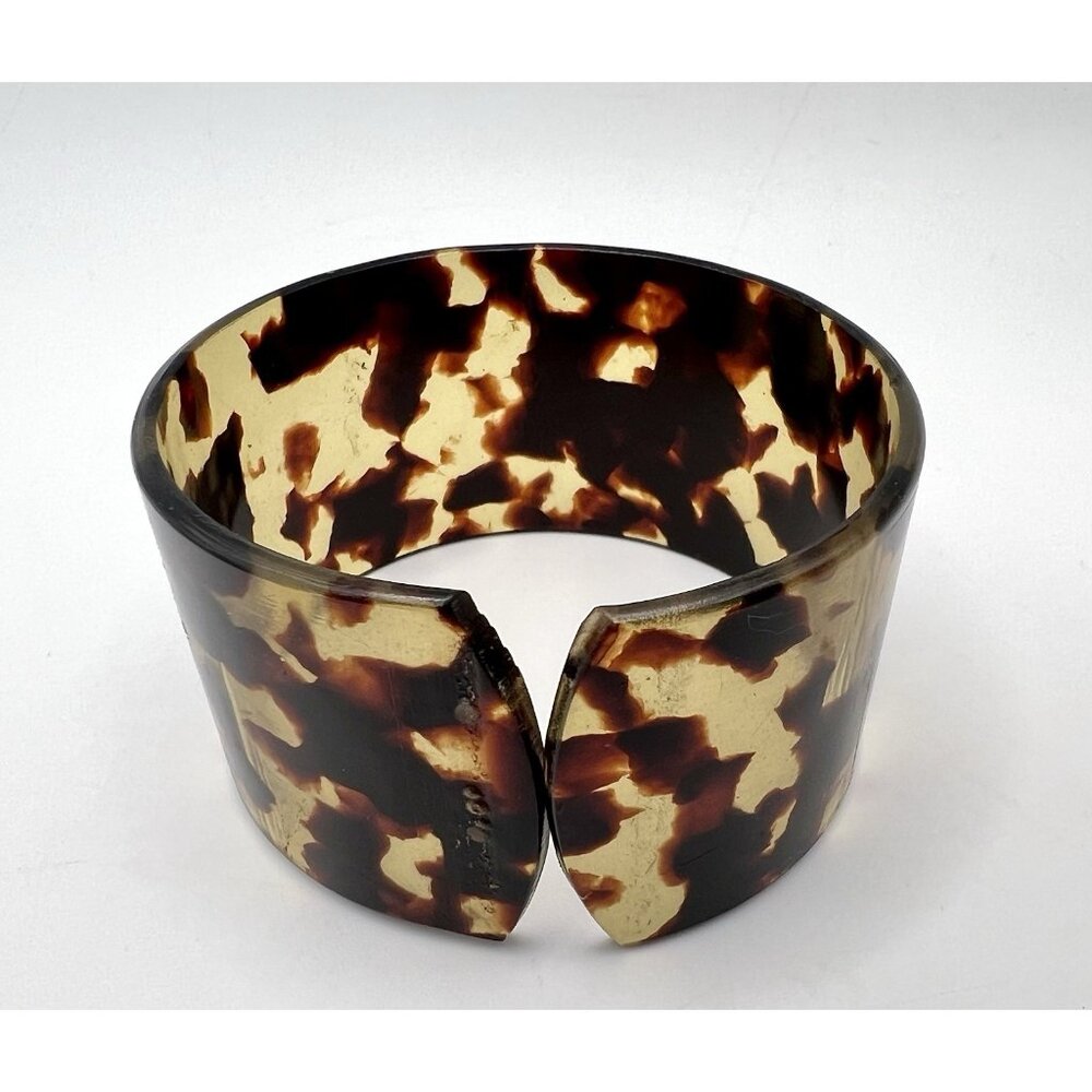 Vintage Translucent Faux Tortoise Shell  Wide Cuff Bracelet - Picture 5 of 7